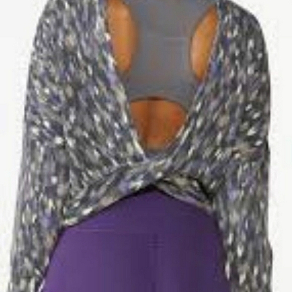 Cato Activewear Purple/Gray/Crean Open Back Crossed Sweatshirt Size Large - Picture 2 of 9